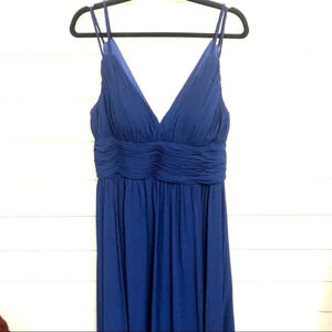 OC by Oleg Cassini Blue Spaghetti Strap Maxi Prom Dress/ Bridesmaids Dress Sz 14